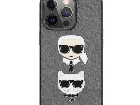 Karl Lagerfeld PU Saffiano Case With Embossed Karl & Choupette Head For iPhone 13 Pro (6.1 ) - Silver Online Sale