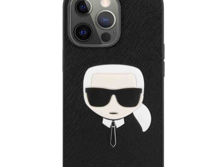 Karl Lagerfeld PU Saffiano Case With Embossed Karl s Head For iPhone 13 (6.1 ) - Black For Sale