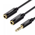 UGreen 3.5mm Male to 2 Female Audio Cable 25cm (Black) - 20816 Sale