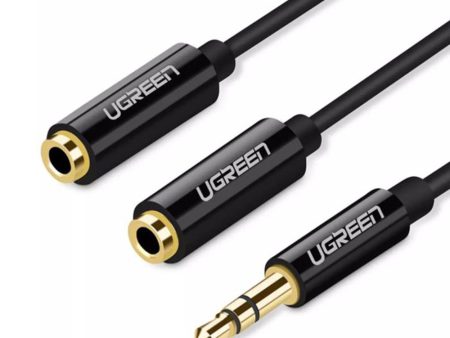 UGreen 3.5mm Male to 2 Female Audio Cable 25cm (Black) - 20816 Sale