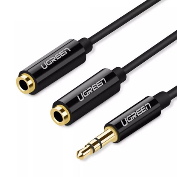 UGreen 3.5mm Male to 2 Female Audio Cable 25cm (Black) - 20816 Sale