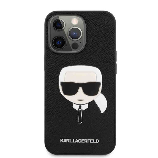 Karl Lagerfeld PU Saffiano Case With Embossed Karl s Head For iPhone 13 Pro Max (6.7 ) - Black Online now