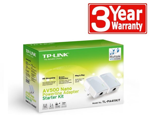 TP-Link PA411KIT AV500 500 Mbps Powerline Adapter - Twin Pack Hot on Sale