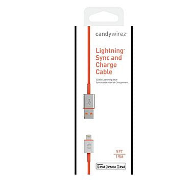 Candywirez® iPhone 5  VRS 3 Lightning to USB Sync Charge Cable, Orange Online Sale