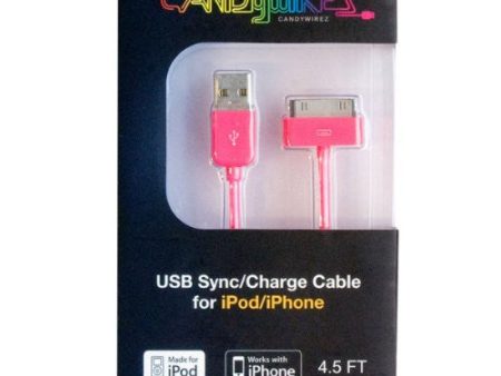 CandyWirez Extra Long Apple iPod iPhone iPad USB Cable 4.5ft 1.4m Pink Online Hot Sale