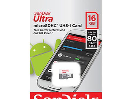 Sandisk Micro SD Card 16GB 80MB S Class 10 For Discount