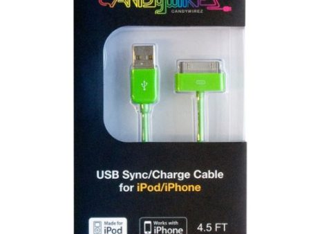 CandyWirez Extra Long Apple iPod iPhone iPad 24Pin USB Cable 4.5ft 1.4m Green Sale