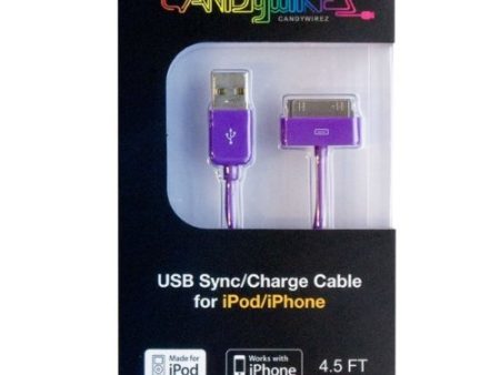 CandyWirez Extra Long Apple iPod iPhone iPad USB Cable 4.5ft 1.4m Purple Online Hot Sale