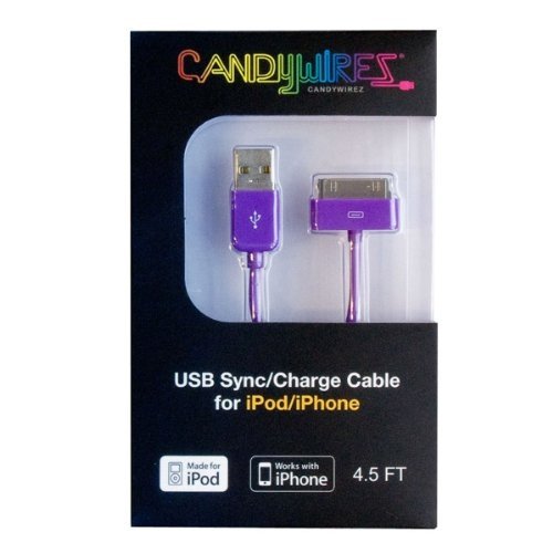 CandyWirez Extra Long Apple iPod iPhone iPad USB Cable 4.5ft 1.4m Purple Online Hot Sale